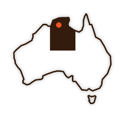 Map of Australia showing Katherine, NT